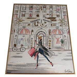 Colleen Karis Liesl Long Painting Framed  Blonde Woman Trendy Art Home Decor